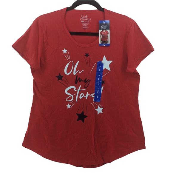 Galt Oh My Stars Patriotic Shirt L Red Womens July 4th Independence Day TShirt - Picture 1 of 9